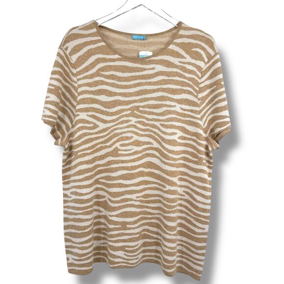 J. McLaughlin Morrison sweater XL animal print modal blend oatmeal white NEW - Picture 1 of 7